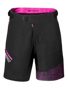 FORCE nohavice STORM krátke s odnímateľnou vložkou, čierno-ružové