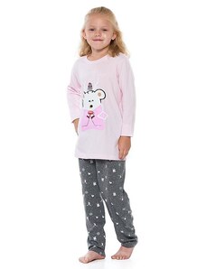 Moraj Dievčenské pyžamo Winter ružové s medvedíkom