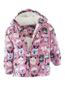 Pidilidi zimná dievčenská bunda s kožušinou, Pidilidi, PD1130, ružová