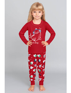 Italian Fashion Vianočné dievčenské pyžamo Kasiana mega soft červené-128, Farba červená