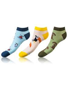 Bellinda CRAZY IN-SHOE SOCKS 3x - Moderné farebné nízke crazy ponožky unisex - hnedá - žltá - modrá