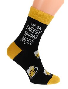 AURA.VIA Pánske čierno-žlté ponožky NICO