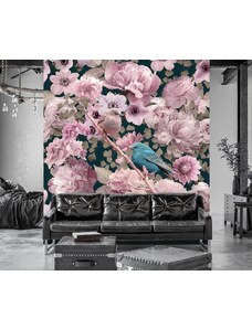 Gario Fototapeta Modrý vták na pozadí ružových ruží - Andrea Haase Materiál: Vliesová, Rozmery: 100 x 100 cm