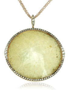 Goldie Zlatý náhrdelník Moraglione 1922 s fosílnym koralom, perleťou, horským krištáľom a diamantmi