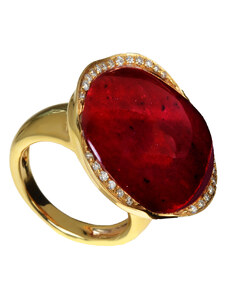 Goldie Zlatý prsteň Moraglione 1922 s ametystom, rubínom a diamantmi