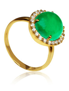 Goldie Zlatý prsteň Moraglione 1922 so smaragdom, krištáľom a diamantmi