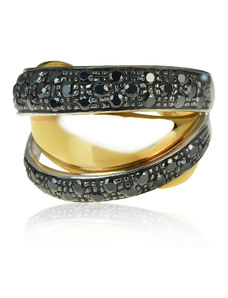 Goldie Zlatý prsteň s čiernymi diamantmi