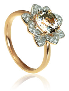 Goldie Zlatý prsteň s morganitom a diamantmi
