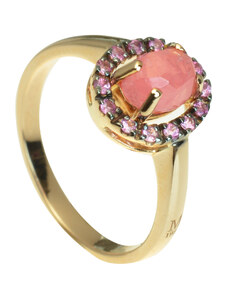 Goldie Zlatý prsteň Moraglione 1922 s rodochrozitom a ružovými zafírmi