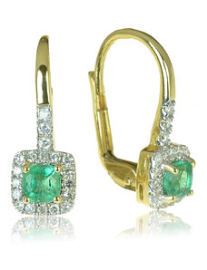 Goldie Zlaté náušnice so smaragdami a diamantmi