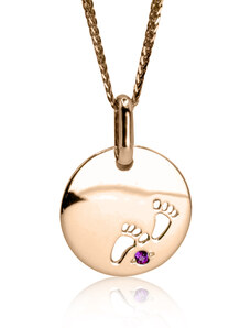 GOLDIE Zlatý náhrdelník s rubínom Baby steps pink LNL383.OD