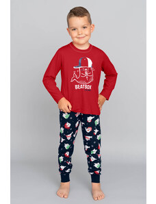 Italian Fashion Vianočné chlapčenské pyžamo Elder mega soft červené-128, Farba červená