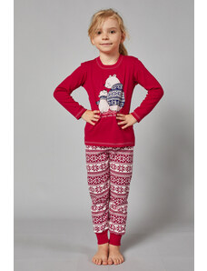 Italian Fashion Vianočné dievčenské pyžamo Arctica červené-140, Farba červená