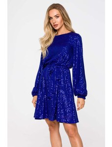 MOE Modré trblietavé šaty M715