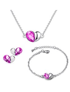 Sisi Jewelry Souprava náhrdelníku, náušnic a náramku Heart Rose - srdíčko