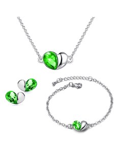 Sisi Jewelry Souprava náhrdelníku, náušnic a náramku Heart Smaragd - srdíčko