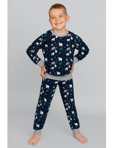 Italian Fashion Vianočné detské pyžamo Sid mega soft tmavomodré-140, Farba tmavomodrá