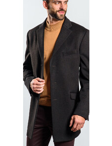 Alain Delon Čokoládovo hnedý vlnený kabát s prímesou kašmíru