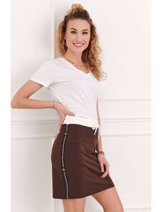 FASARDI Sports miniskirt with brown stripe