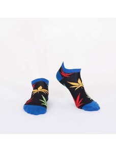 FASARDI Black short women's socks with colored leaves