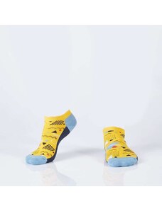 FASARDI Navy blue and yellow women's short socks with geometric patterns