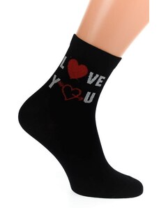 AURA.VIA Čierne ponožky LOVE YOU