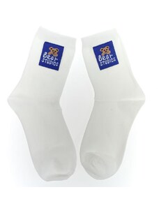 AURA.VIA Biele ponožky BEAR STUDIO