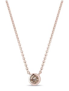 Náhrdelník z ružového zlata s champagne diamantom KLENOTA K0453074