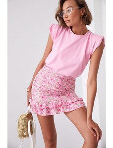 FASARDI Basic cotton T-shirt with pink cushions