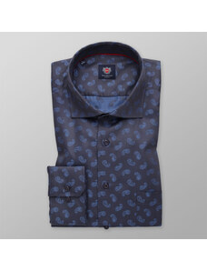 Willsoor Pánska slim fit košeľa grafitovej farby s tmavomodrým vzorom paisley 14610