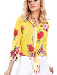 FASARDI Yellow summer shirt with flowers