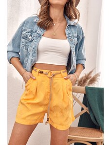 FASARDI Shorts with embossed pattern, high waist yellow