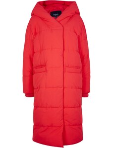 bonprix Vatovaný kabát, oversize, s kapucňou, z recyklovaného polyesteru, farba červená
