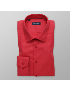 Willsoor Pánska slim fit košeľa červená s jemným károvaným vzorom 14614