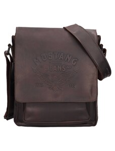 Pánska kožená taška cez rameno Mustang Davids - tmavo hnedá