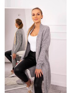 MladaModa Kardigánový úpletový sveter model 2019-1 šedý