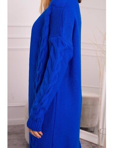 MladaModa Kardigánový sveter s vrkočovým vzorom model 2021-5 farba kráľovská modrá