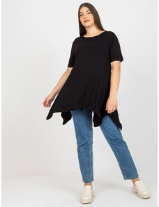 Fashionhunters Black plain blouse plus size with short sleeves