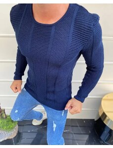 Fashionformen Tmavo-modrý pánsky vzorovaný sveter LAGOS Name