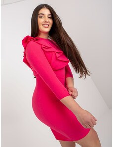 Fashionhunters Coral cocktail dress larger size with 3/4 sleeves