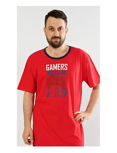 Cool Comics Pánska nočná košeľa s krátkym rukávom Hra, farba červená, 70% bavlna 30% polyester
