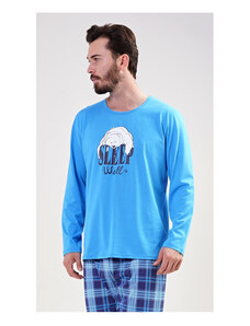Cool Comics Pánske pyžamo dlhé Sleep well, farba modrá, 100% bavlna