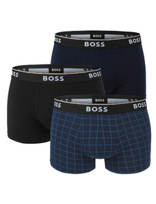 BOSS - boxerky 3PACK cotton stretch BOLD blue check combo - limitovaná fashion edícia (HUGO BOSS)