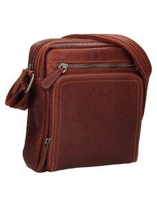 Lagen Pánska kožená taška cez rameno BLC/4091 /18- HNEDÁ - BRANDY