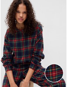 Tmavomodré dámske kockované pyžamové tričko GAP