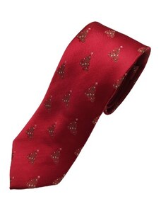 Dany Pánska vianočná kravata, bordová so stromčekmi