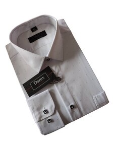 Darex Pánska biela košeľa Slim line vzorovaná, dlhý rukáv bodkovaná, veľkosť 41