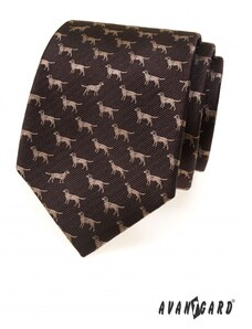 Hnedá kravata s motívom pes Avantgard 561-62434