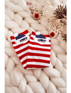 Kesi Youth striped socks with Santa Claus red with white
