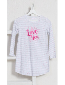 Vienetta Secret Detská nočná košeľa s dlhým rukávom Love you, farba světle šedá, 70% bavlna 30% polyester